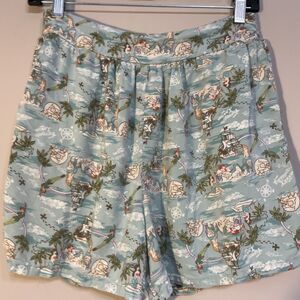 Disney Small Mermaid Lagoon Blue Peter Pan Print High Waist Shorts SMALL *comfy!